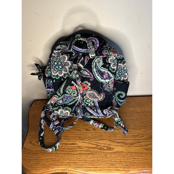 vera bradley kiev paisley mini backpack black fabric purple green - Picture 2 of 3